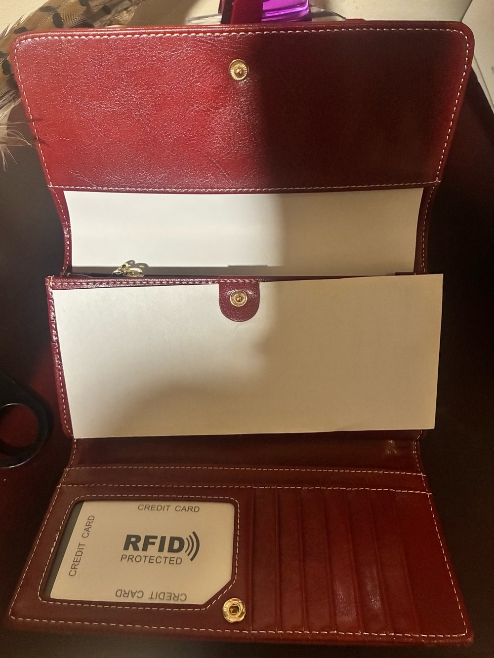 Red/ Brown Leather Purse